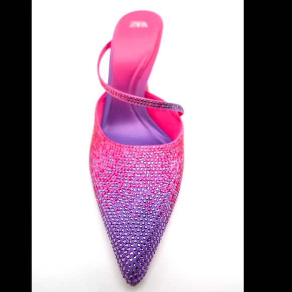 Zara pink purple gradient rhinestones heeled mules - Picture 6 of 12